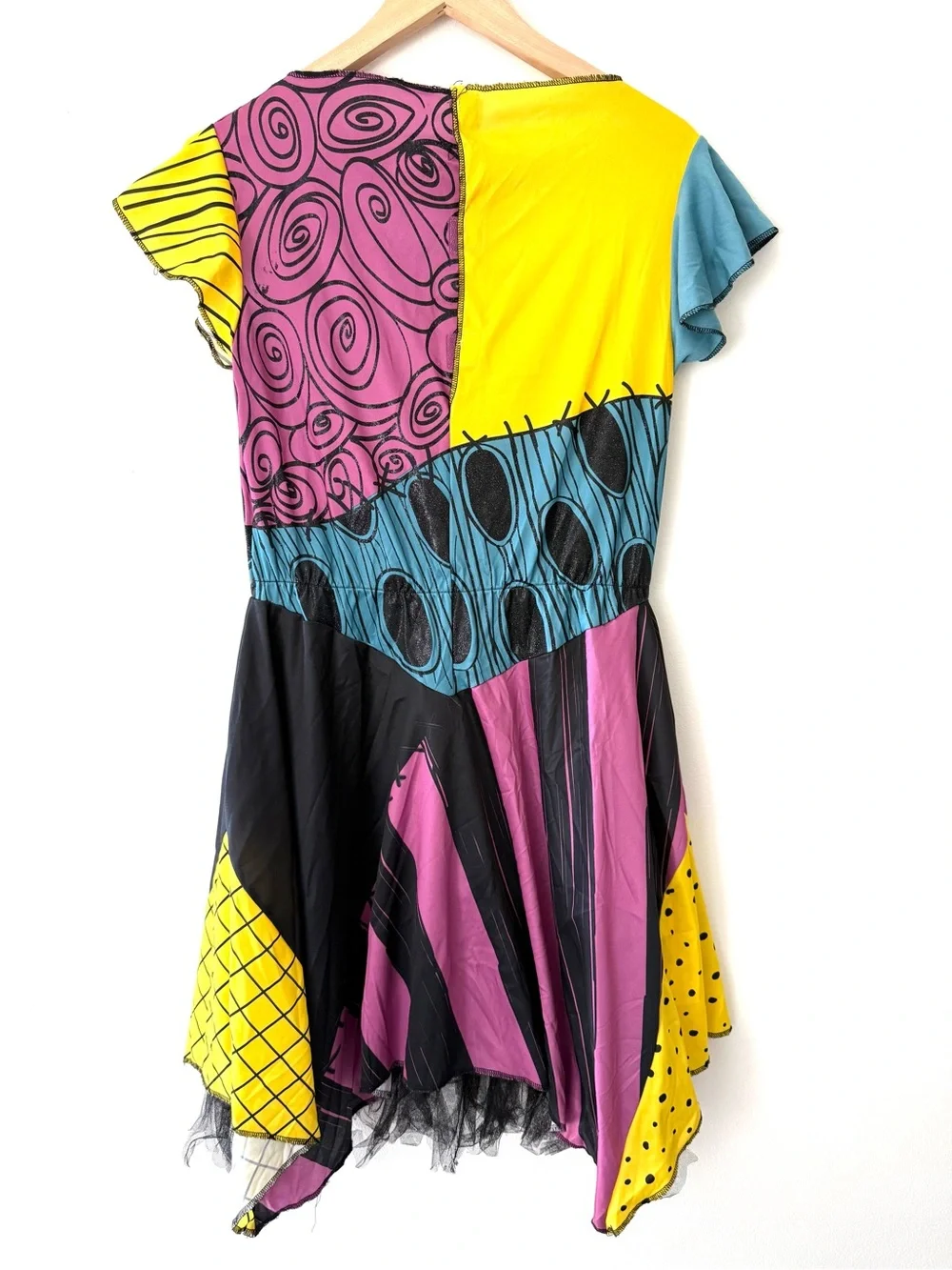 Disney Nightmare Before Xmas Sally Costume Dress Girls L 12-14 fits Adult XS EUC